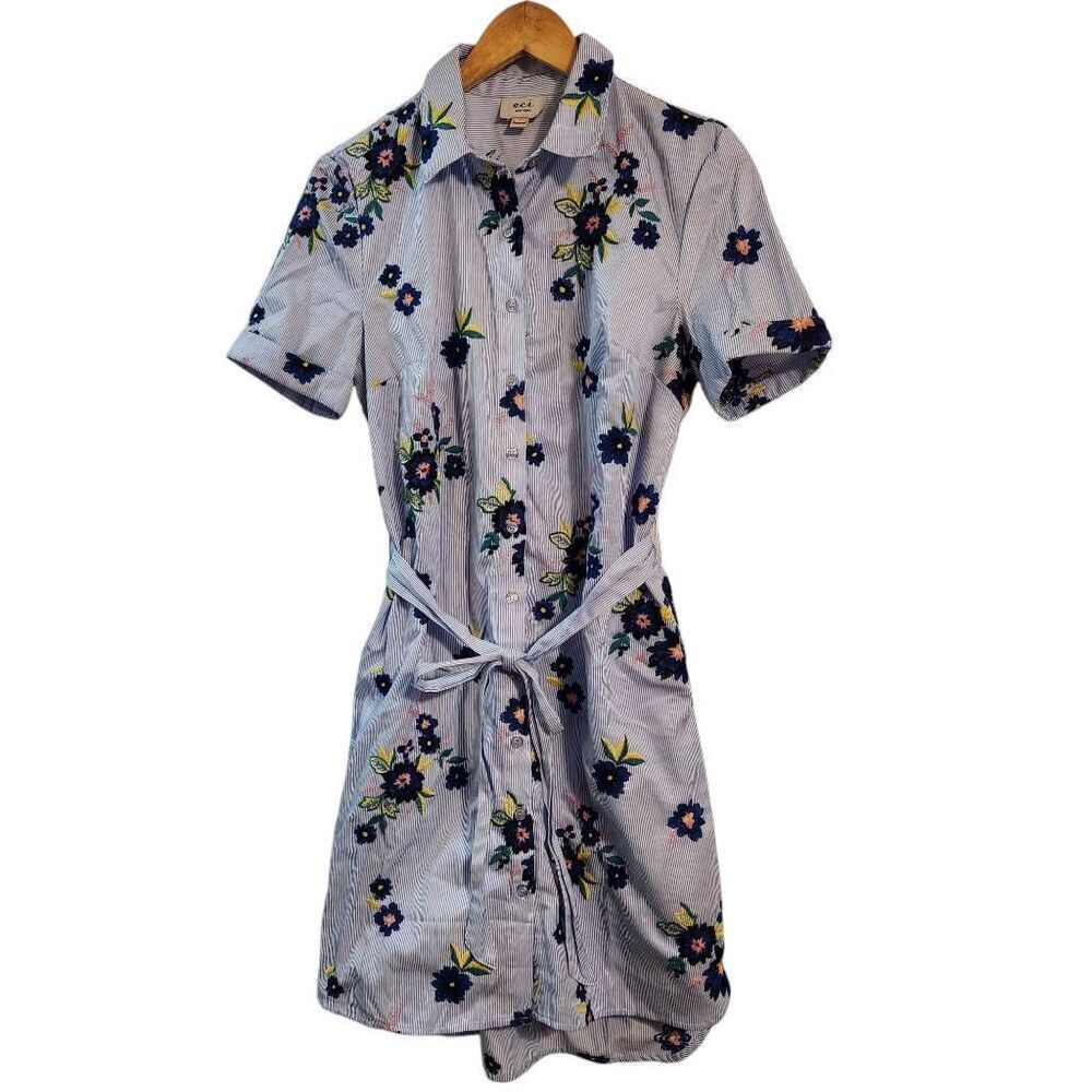 Floral Embroidered Shirt Dress